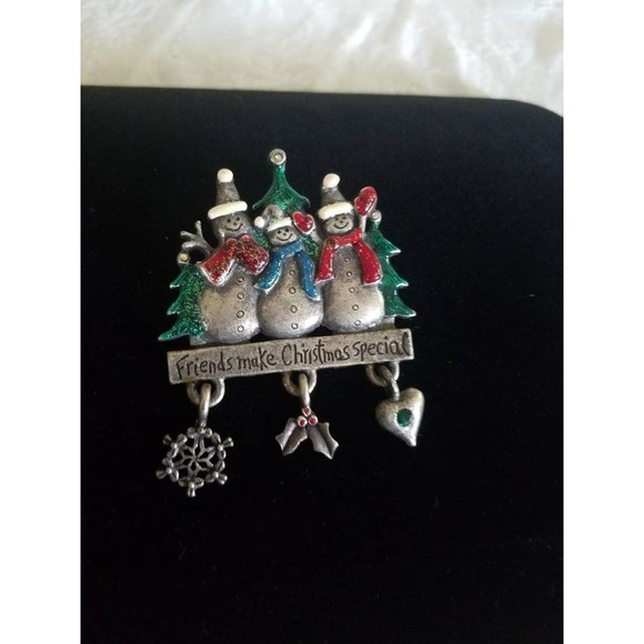 Pewter Christmas Brooch, "Friends Make Christmas Special" AJMC Brooch - Picture 1 of 10